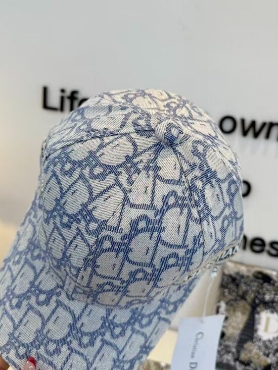 Christian Dior Light Blue White Oblique Jacquard Monogram Baseball Cap main image 6